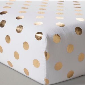 Cloud island gold and white fitted crib sheet